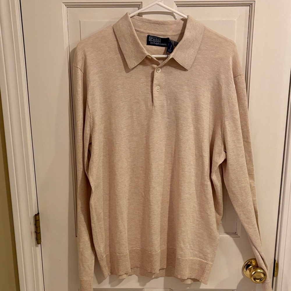 Polo by Ralph Lauren Men's light sand classic long sleeve Shirt size large bnwt